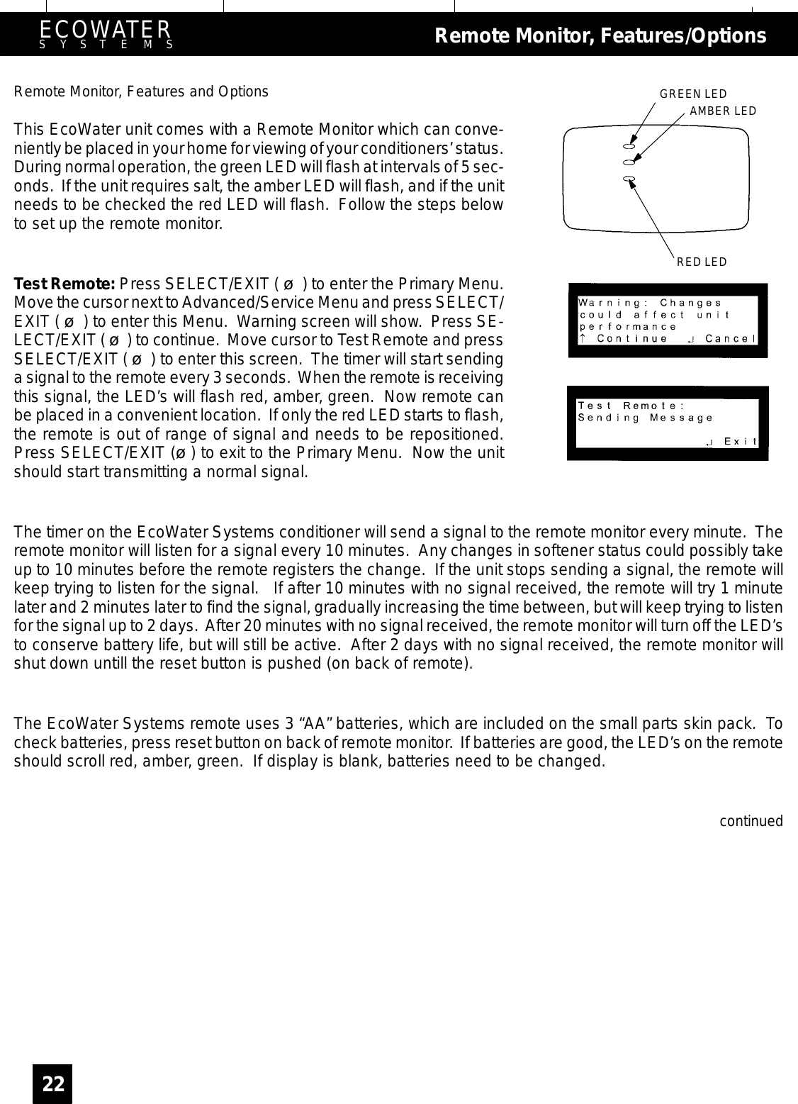 Page 22 of EcoWater Systems 7213206 Water Conditioner User Manual frtpg