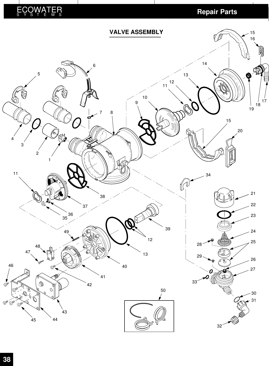 ECOWATERSYSTEMS Repair Parts381234567891011 12131415161718191520212223242526272829303132333435 3637381239134041424344454647484950VALVE ASSEMBLY11