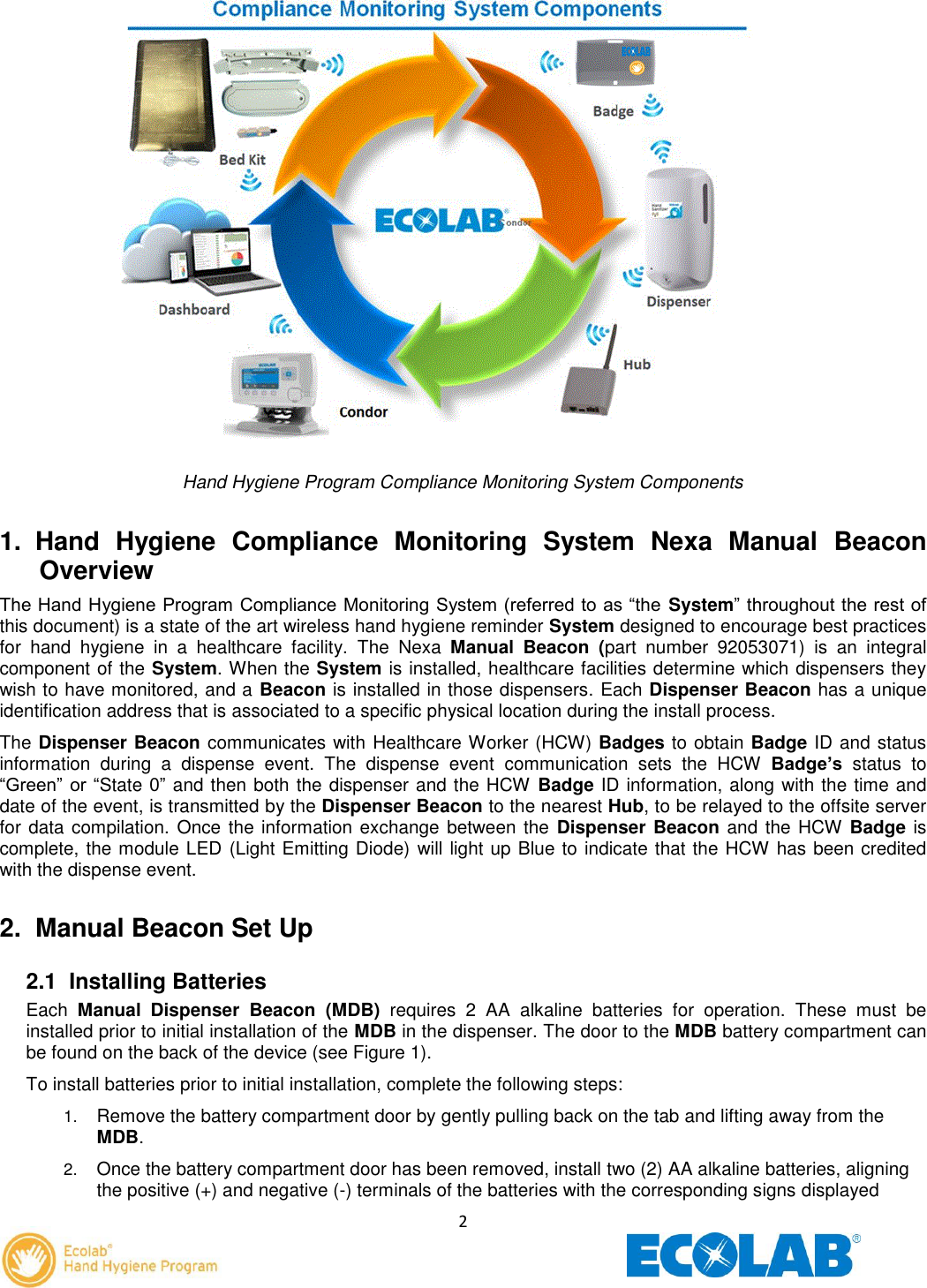 Page 3 of Ecolab 92053071 Hand Hygiene Compliance Monitoring Beacon User Manual Manual