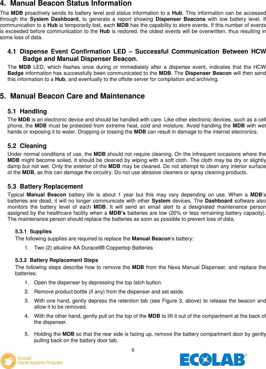 Page 7 of Ecolab 92053071 Hand Hygiene Compliance Monitoring Beacon User Manual Manual