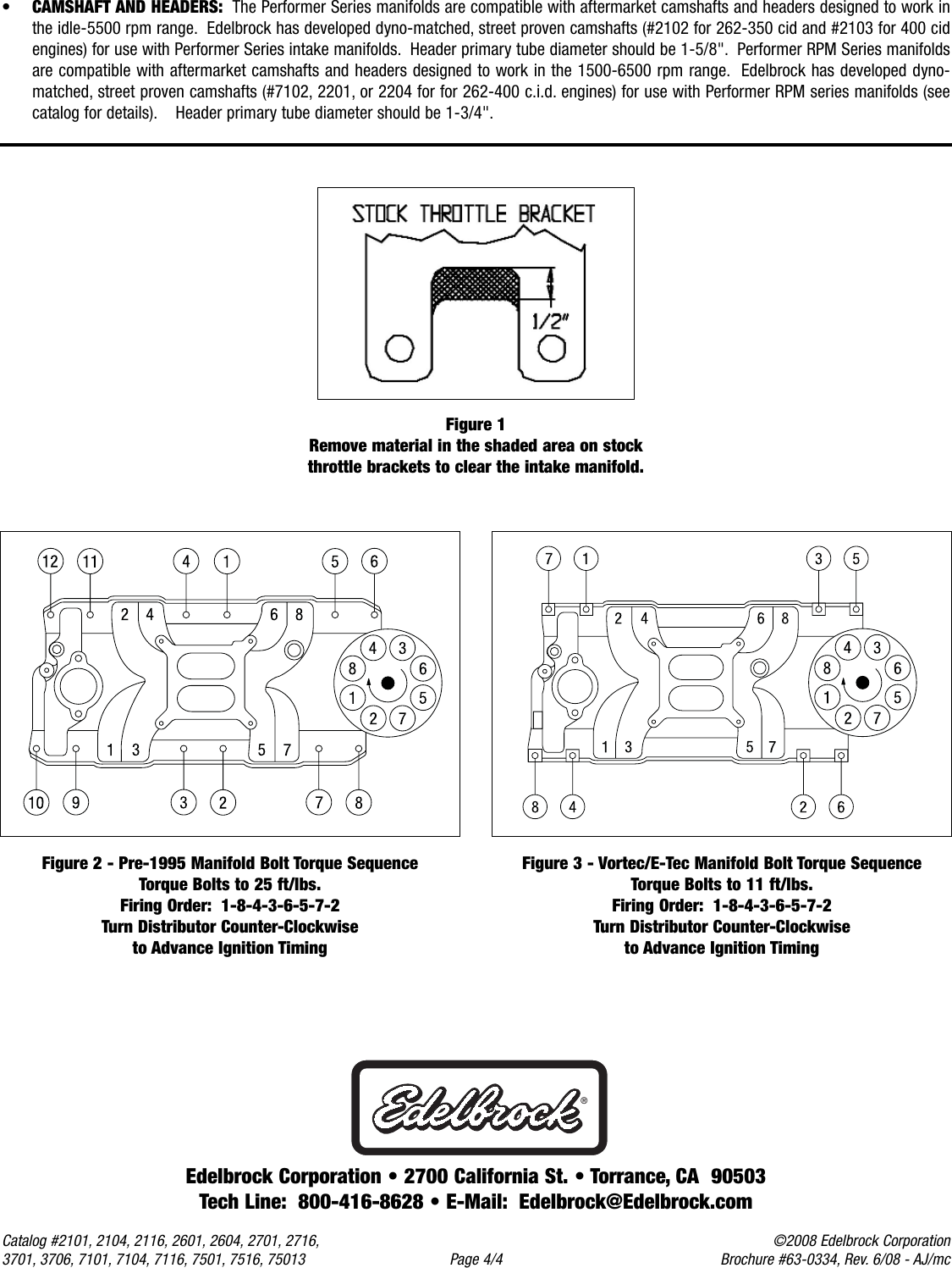 Page 4 of 4 - Edelbrock Edelbrock-2101-Users-Manual- 2101, 2104, 2116, 2601, 2604, 2701, 2716, 3701, 3706, 7101, 7104, 7116, 7501, 7516, 75013 - Performer And RPM Intake Edelbrock-2101-users-manual