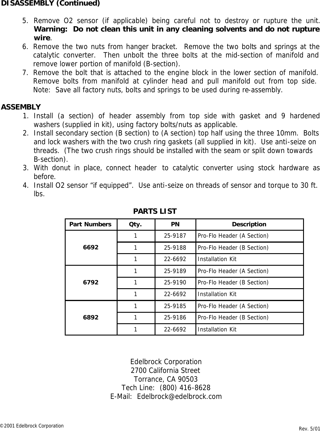 Page 2 of 2 - Edelbrock Edelbrock-6692-Users-Manual- Dx  Edelbrock-6692-users-manual