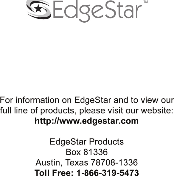 Page 9 of 9 - Edgestar Edgestar-Ib120Ss-Users-Manual-  Edgestar-ib120ss-users-manual