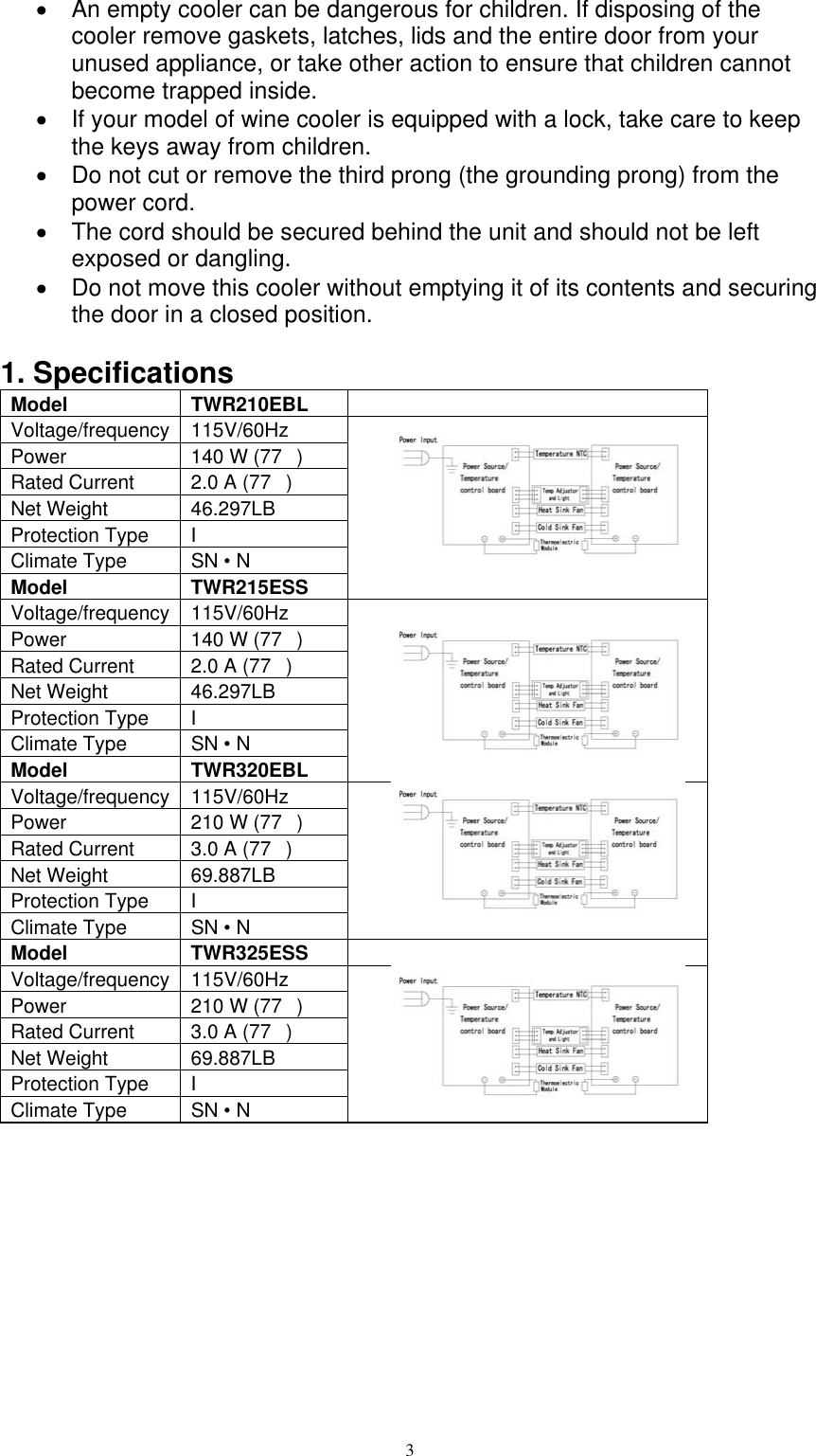 Page 3 of 10 - Edgestar Edgestar-Wine-Cooler-Twr215Ess-Users-Manual- Table Of Contents  Edgestar-wine-cooler-twr215ess-users-manual