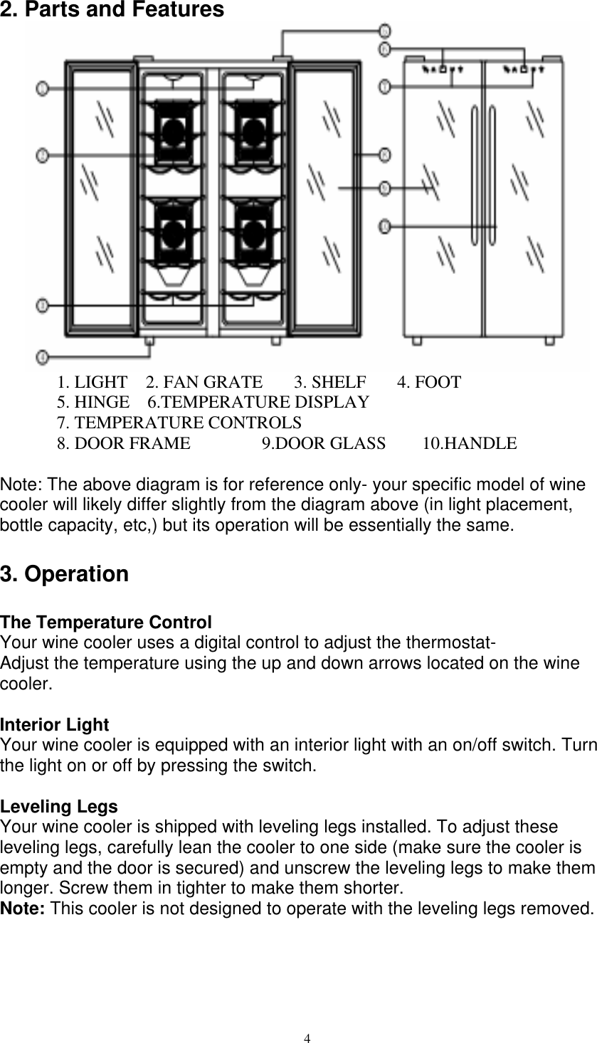 Page 4 of 10 - Edgestar Edgestar-Wine-Cooler-Twr215Ess-Users-Manual- Table Of Contents  Edgestar-wine-cooler-twr215ess-users-manual