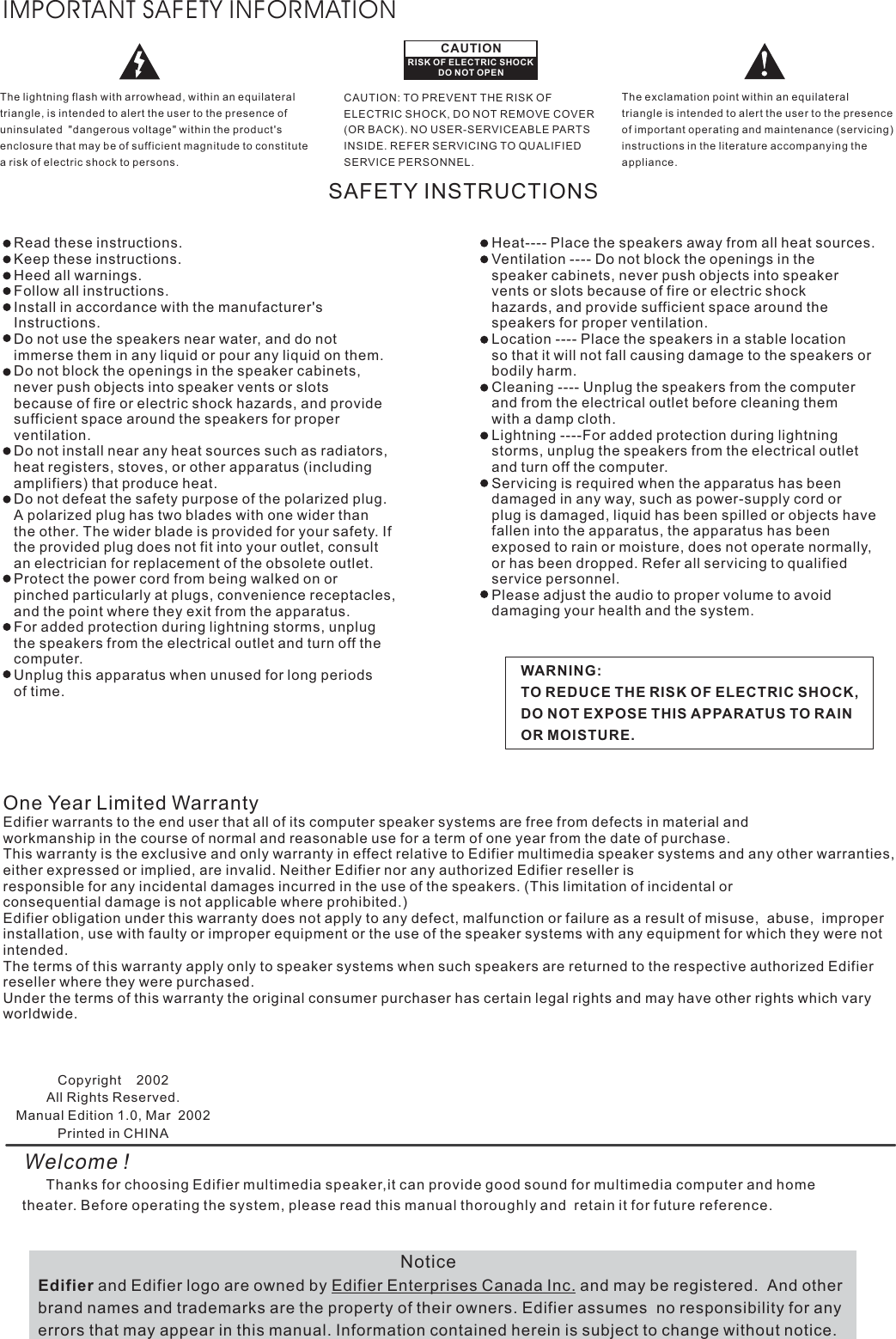 Page 2 of 4 - Edifier-Enterprises-Canada Edifier-Enterprises-Canada-R102-Users-Manual- R102..~1  Edifier-enterprises-canada-r102-users-manual