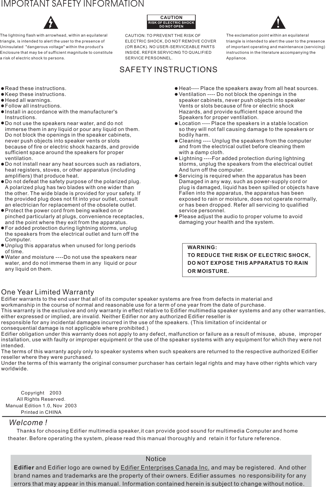 Page 2 of 4 - Edifier-Enterprises-Canada Edifier-Enterprises-Canada-R231T-Users-Manual- R231T~1  Edifier-enterprises-canada-r231t-users-manual