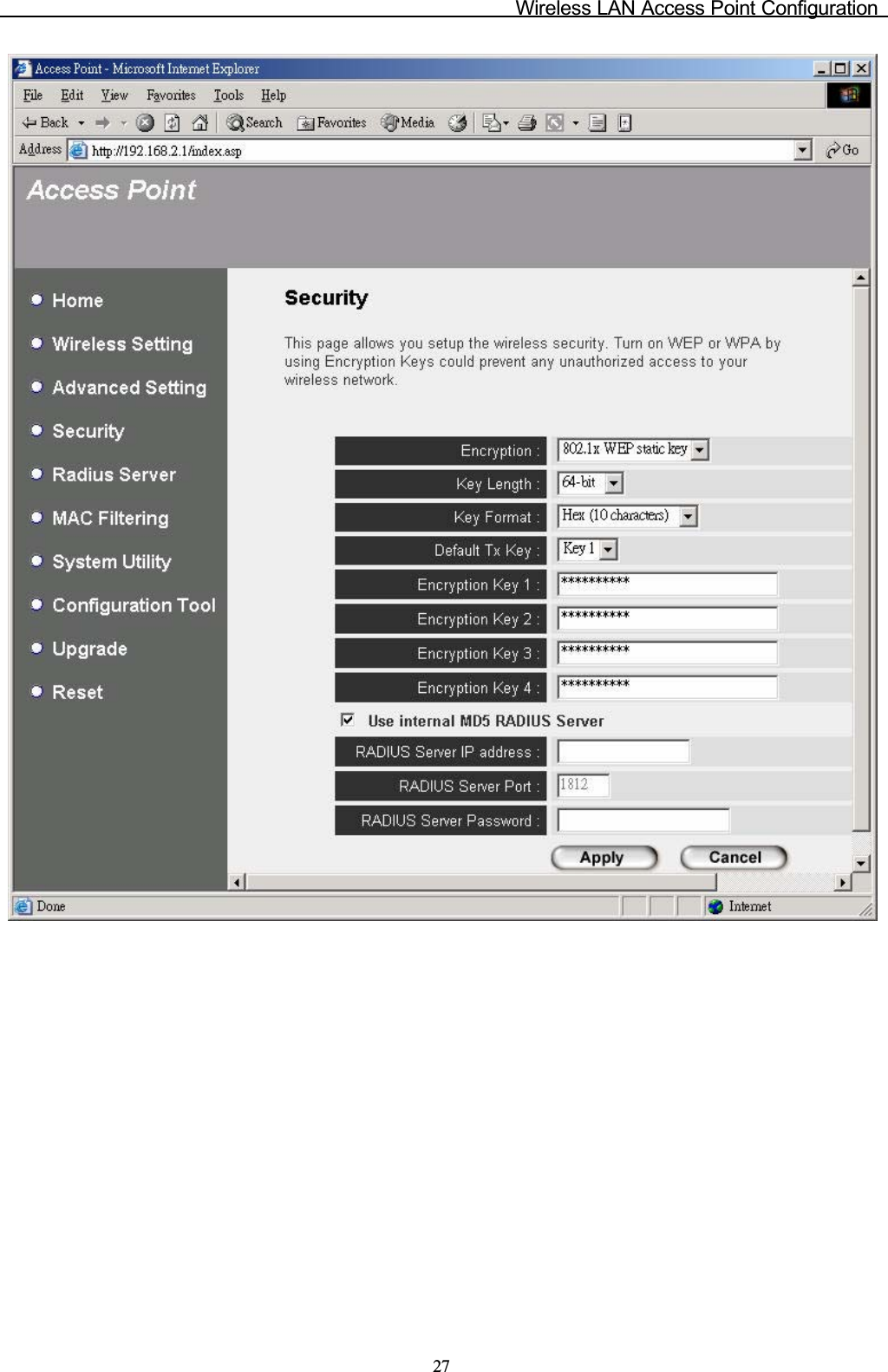 Wireless LAN Access Point Configuration27