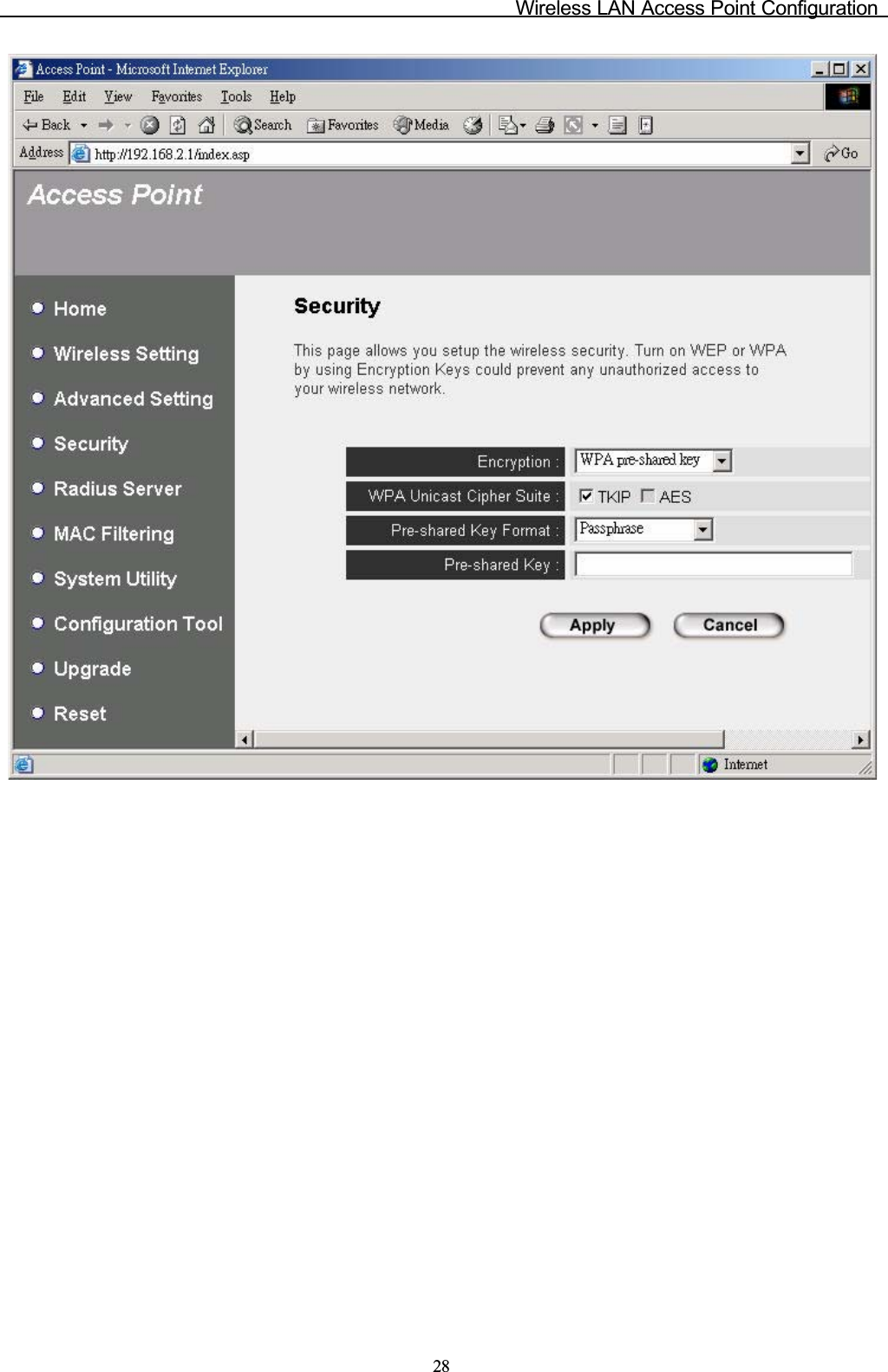 Wireless LAN Access Point Configuration28