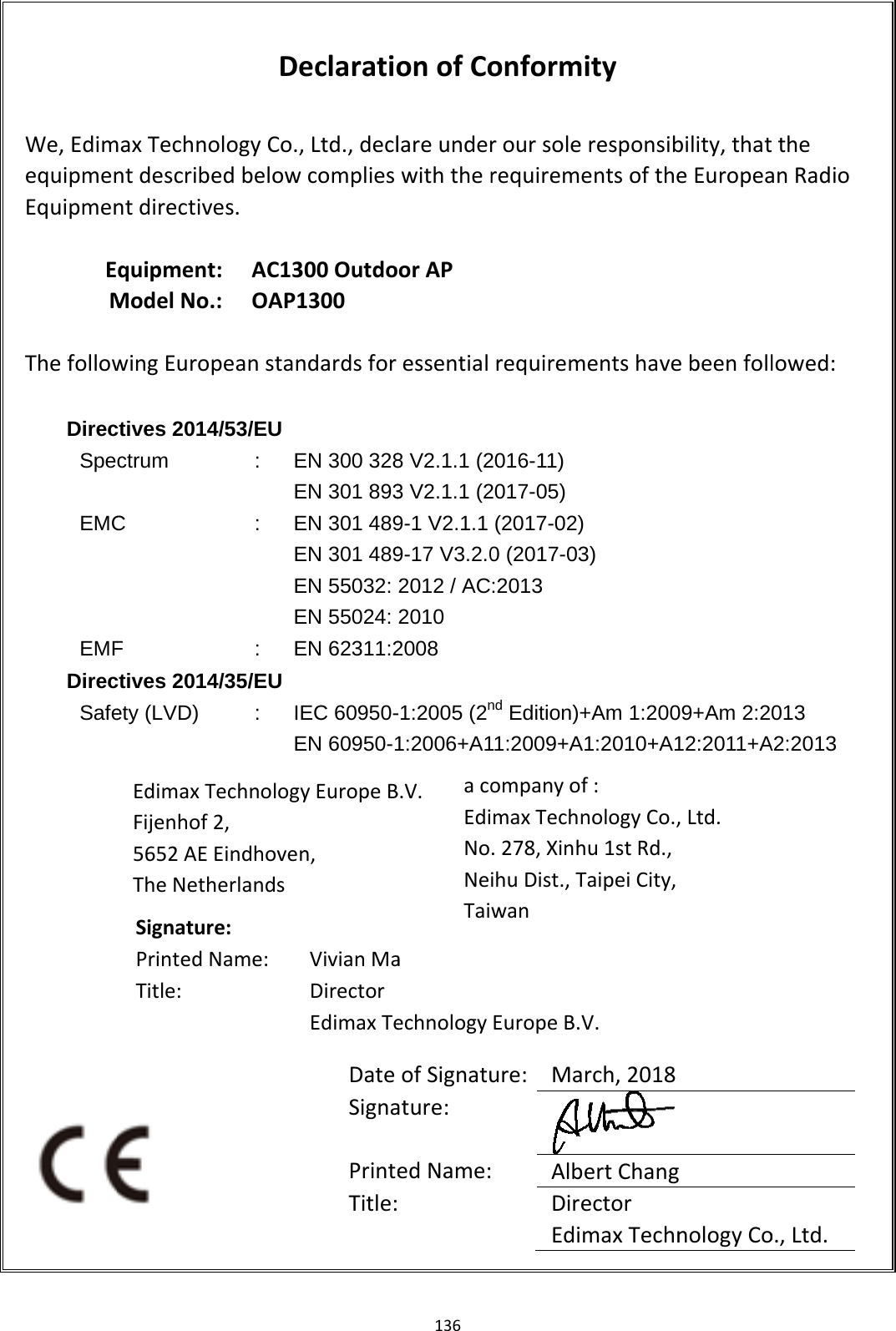 Page 46 of Edimax Technology Co 9574291705 AC1300 Outdoor AP User Manual OAP1300 Installation Manual Part 2 Rev 1