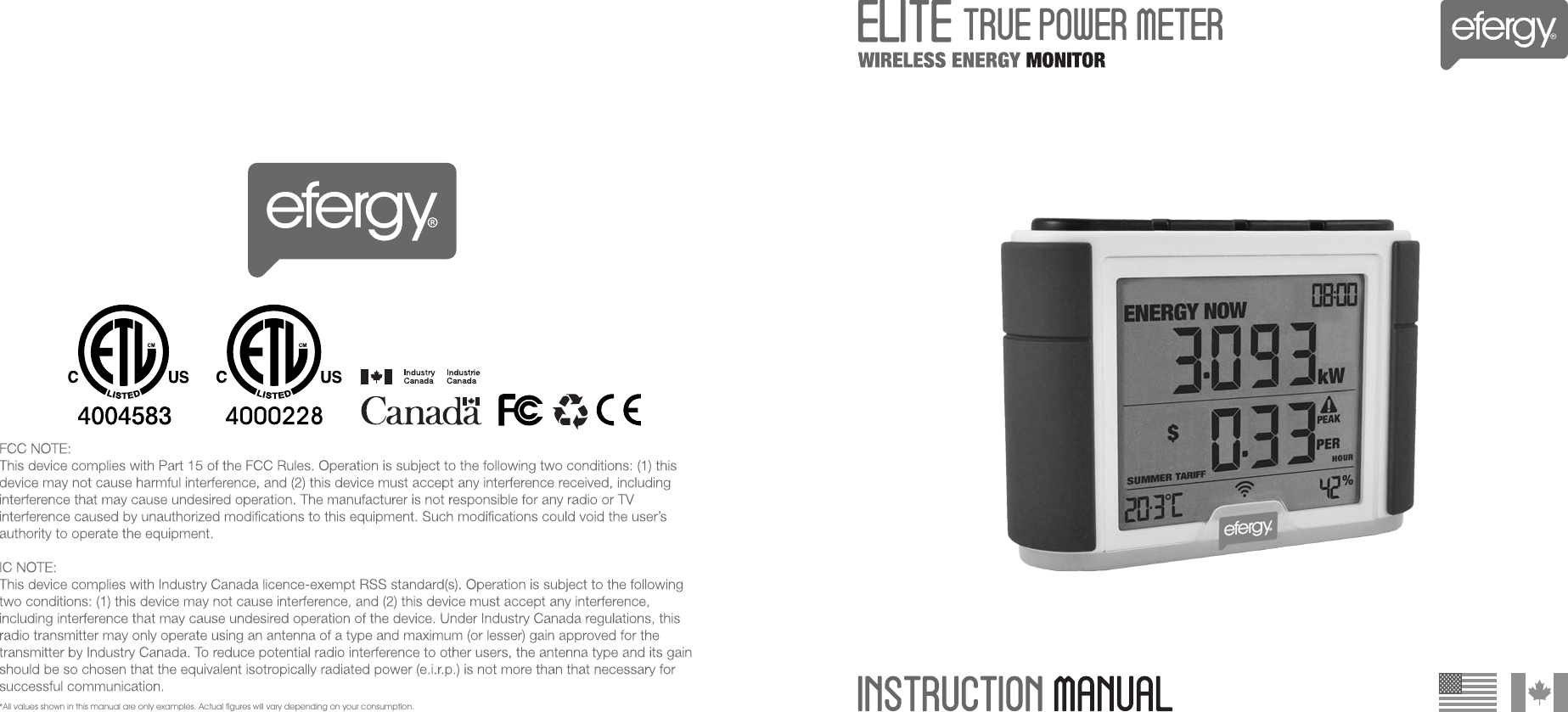 Efergy Technologies WTP100 ELITE TRUE POWER METER User Manual USERS MANUAL