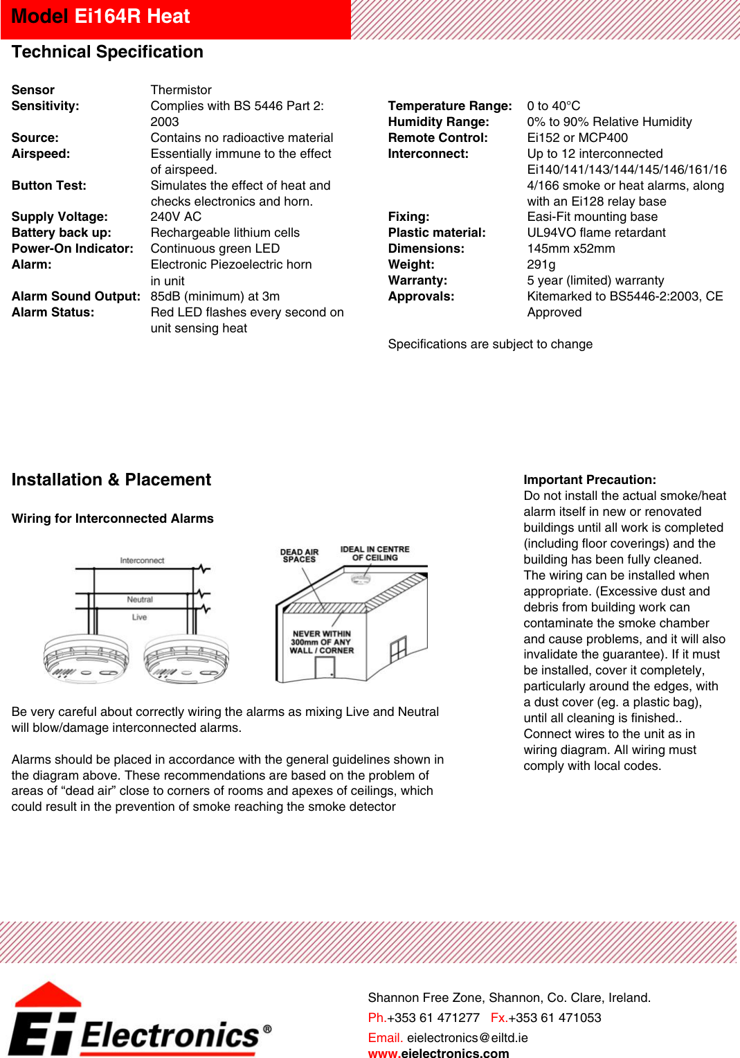 Page 2 of 2 - Ei-Electronics Ei-Electronics-Heat-Alarm-Ei-164R-Heat-Users-Manual-  Ei-electronics-heat-alarm-ei-164r-heat-users-manual