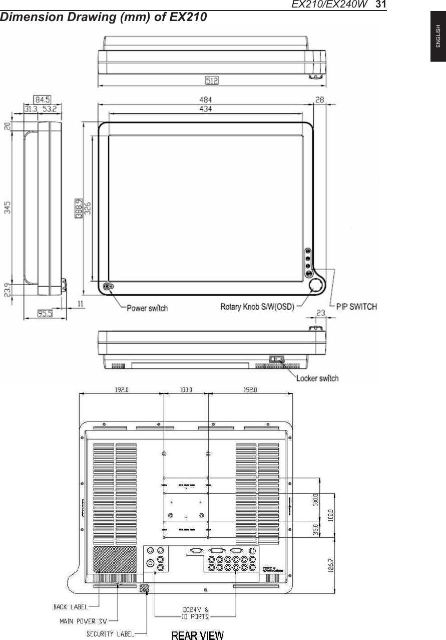 Dimension Drawing (mm) of EX210EX210/EX240W   31ENGLISH