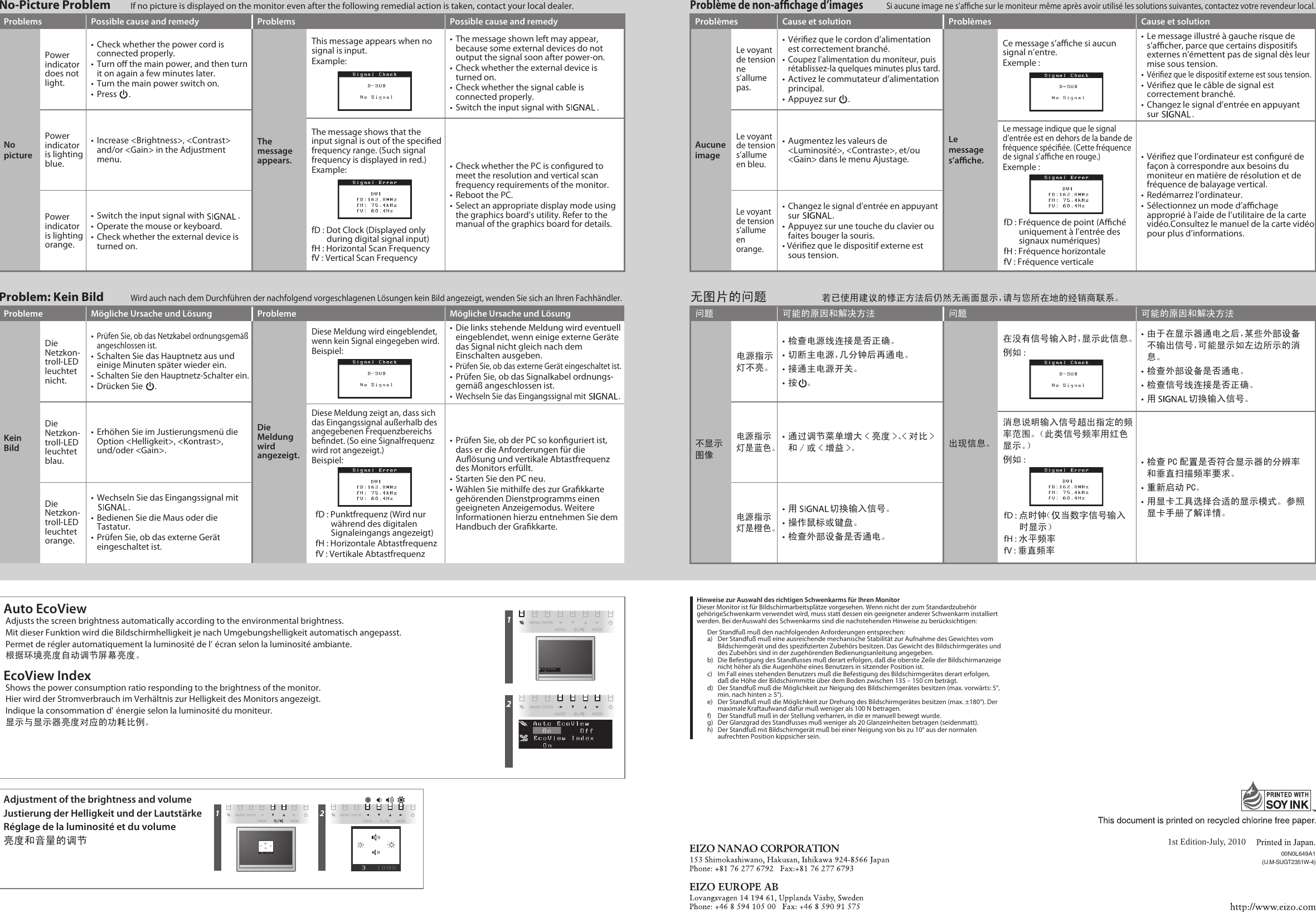 Page 2 of 2 - Eizo T2351W FlexScan Setup Guide User Manual To The C9fb7079-8a98-4e52-ab28-499c3f868699