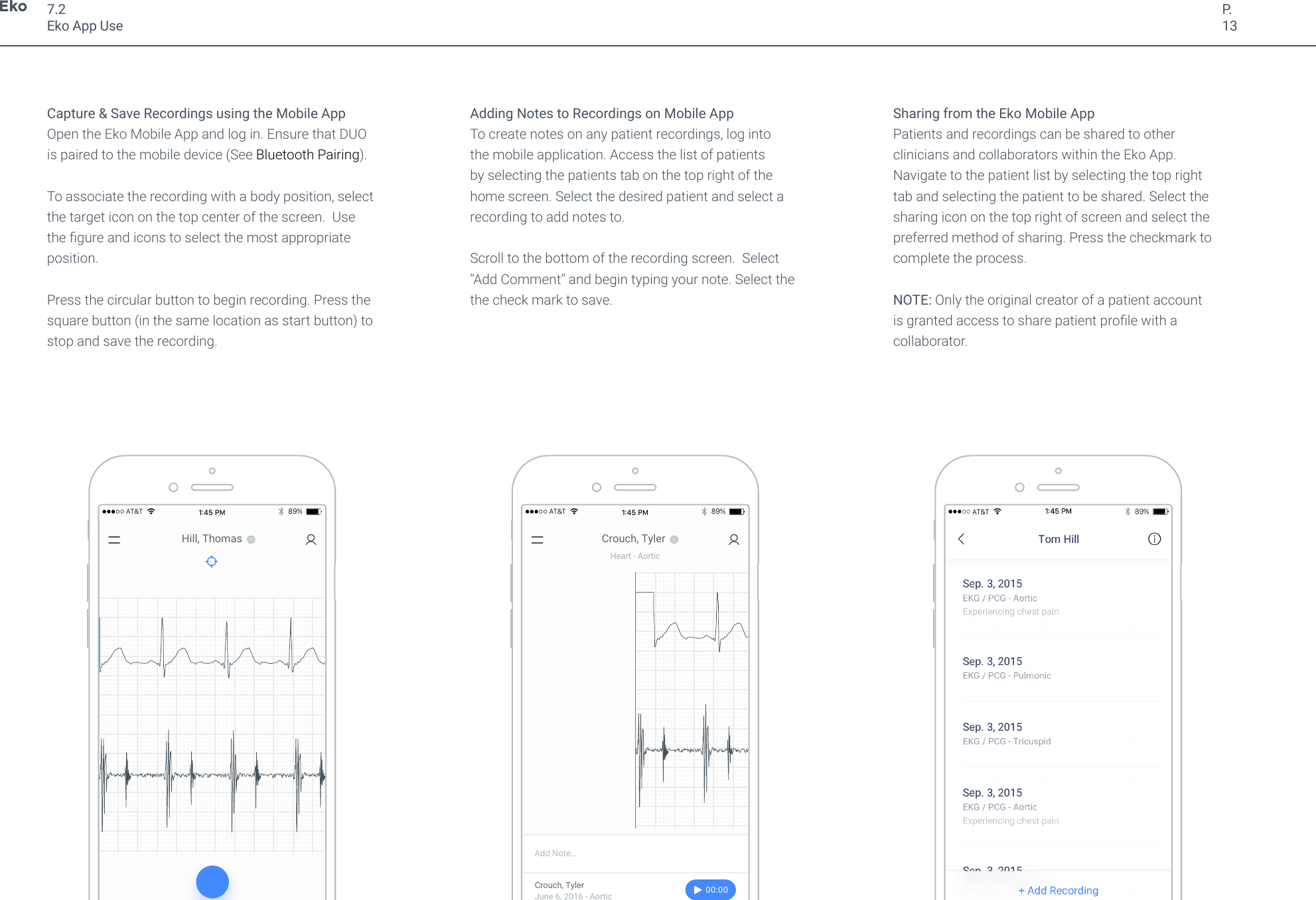 Eko Devices E5 EKG and digital stethoscope device(BLE) User Manual