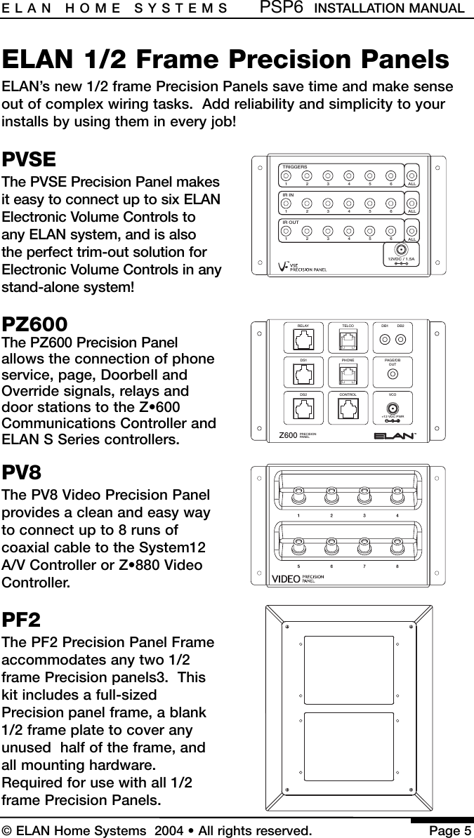 Elan Home Systems Psp6 Users Manual