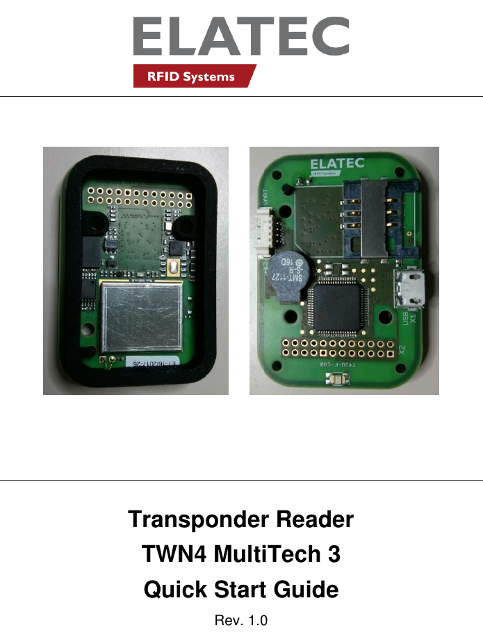              Transponder Reader TWN4 MultiTech 3 Quick Start Guide Rev. 1.0  