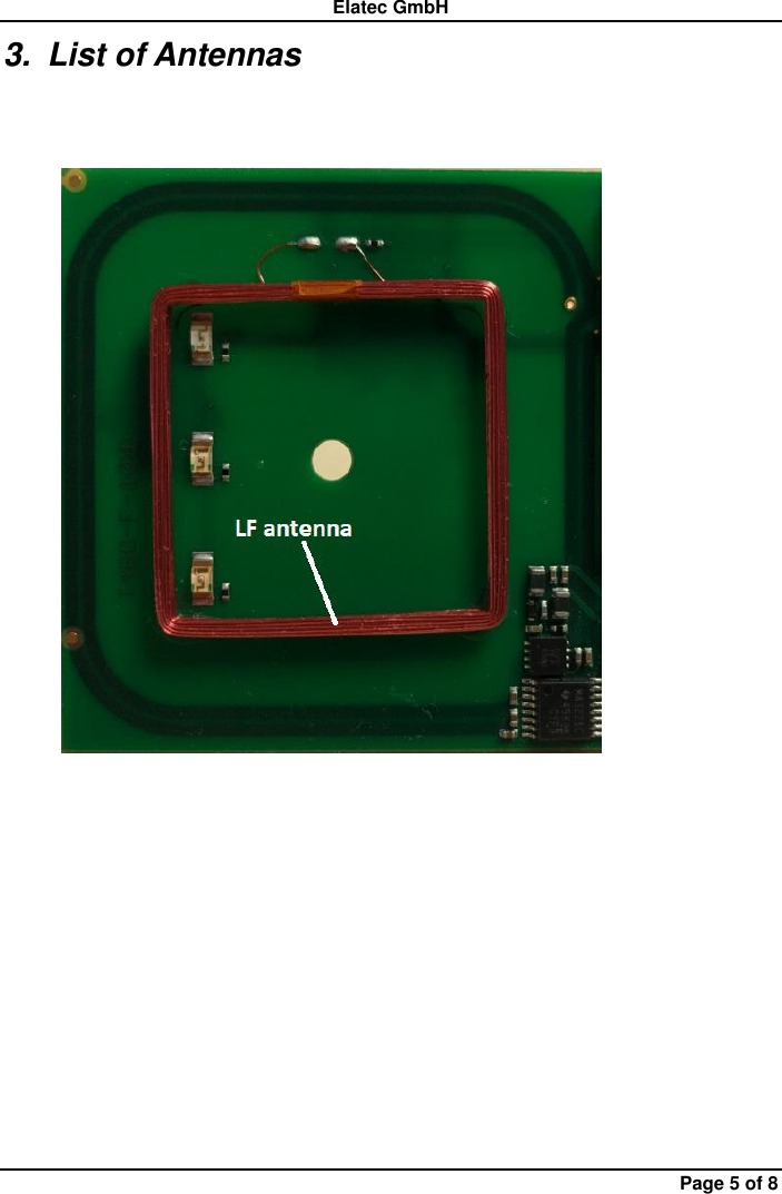 Elatec GmbH Page 5 of 8 3.  List of Antennas           