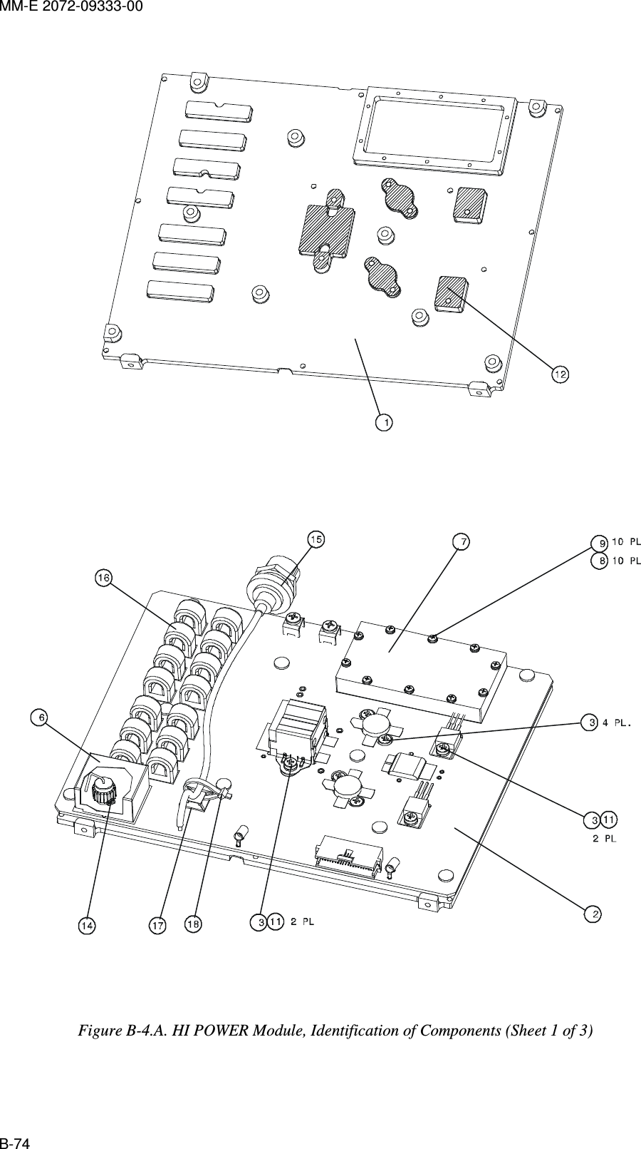 MM-E 2072-09333-00 B-74              Figure  B-4.A. HI POWER Module, Identification of Components (Sheet 1 of 3) 