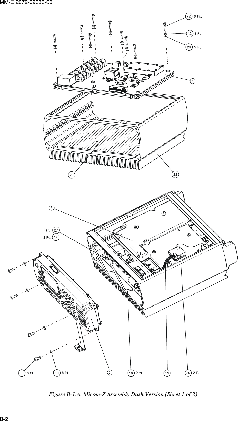 MM-E 2072-09333-00 B-2      Figure  B-1.A. Micom-Z Assembly Dash Version (Sheet 1 of 2) 