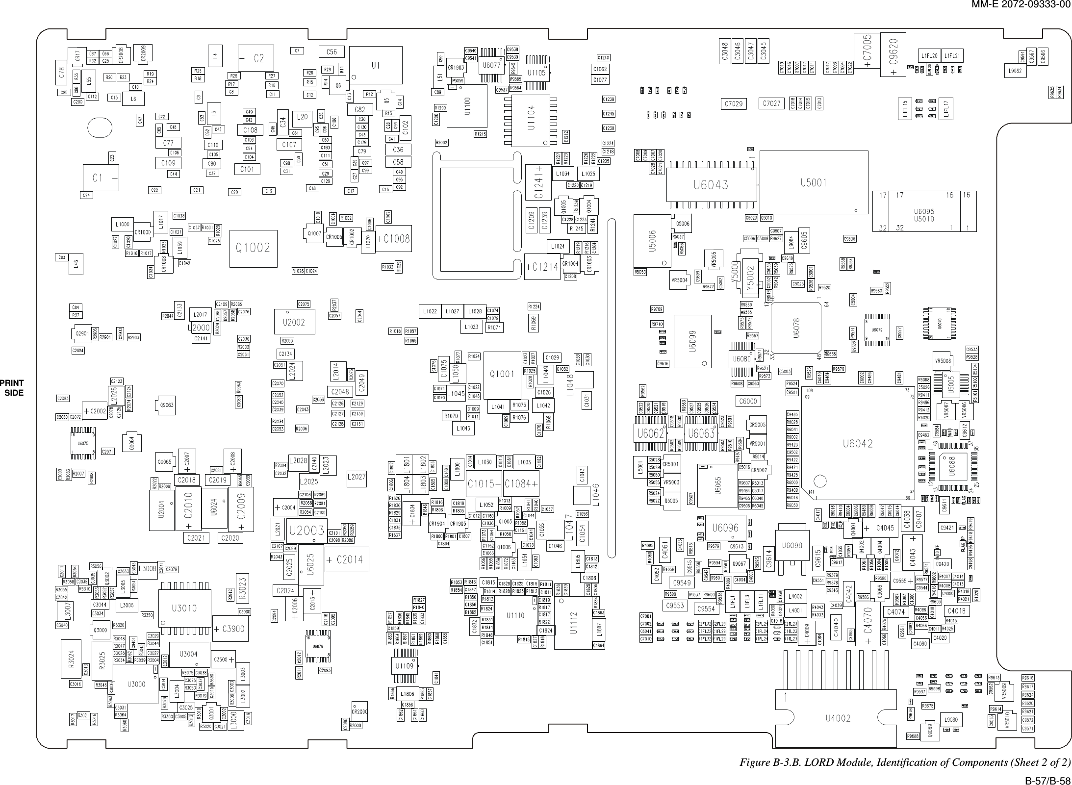 MM-E 2072-09333-00 PRINT  SIDE  Figure  B-3.B. LORD Module, Identification of Components (Sheet 2 of 2) B-57/B-58 