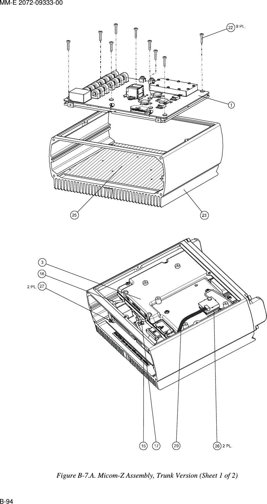 MM-E 2072-09333-00 B-94        Figure  B-7.A. Micom-Z Assembly, Trunk Version (Sheet 1 of 2) 