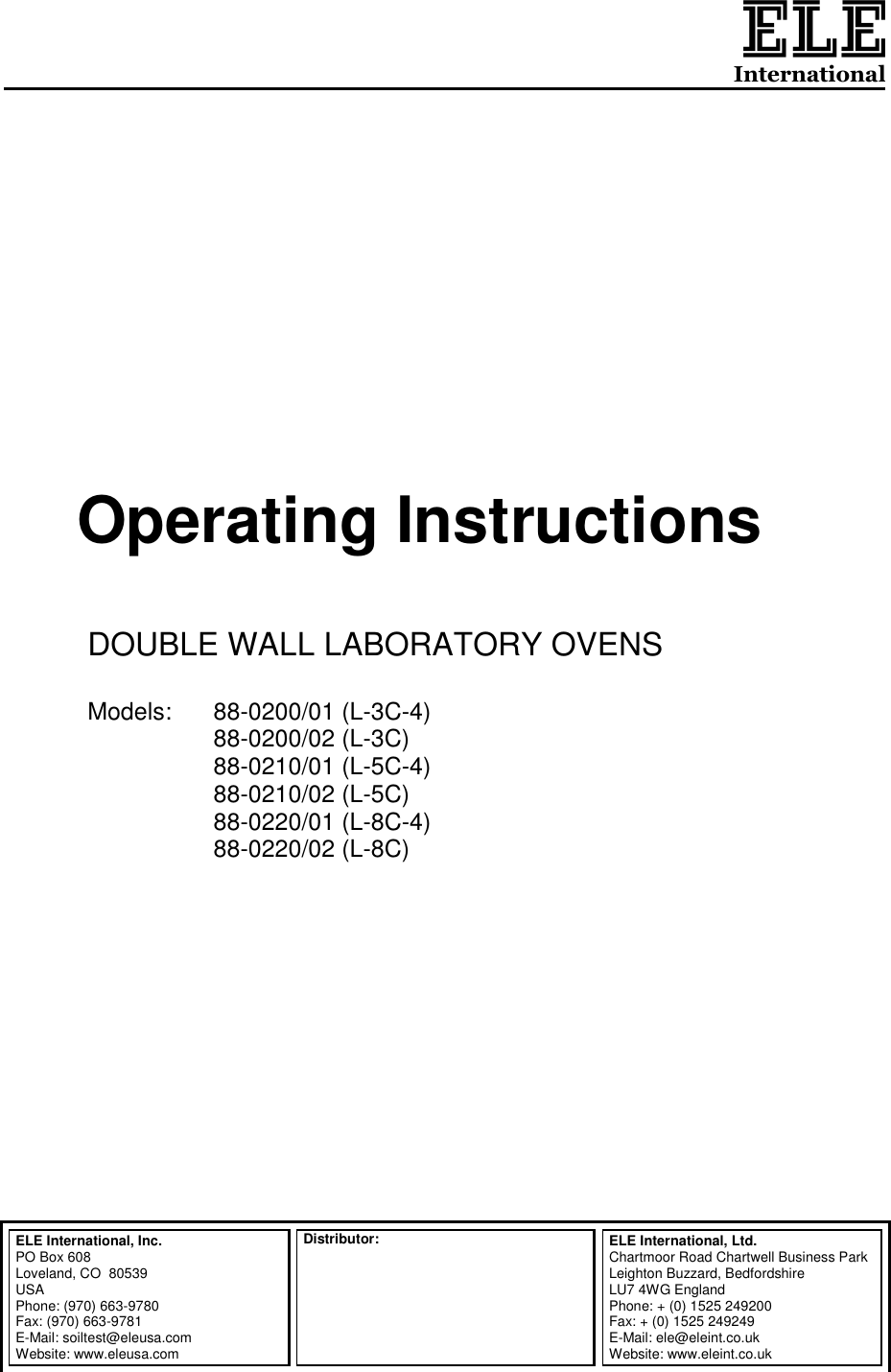 Page 1 of 9 - Ele Ele-88-0200-01-L-3C-4-Users-Manual 88-0200-01 To 88-0220-02 _L-3C-4 L-8C_ Cover1