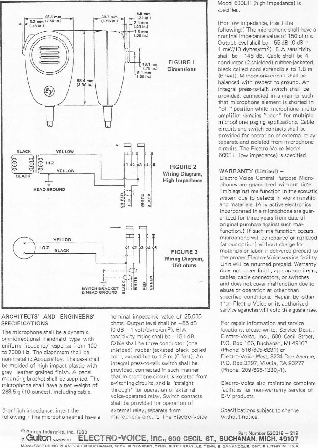 Page 2 of 2 - Electro-Voice Electro-Voice-600Eh-Users-Manual- 600EL & 600EH EDS  Electro-voice-600eh-users-manual