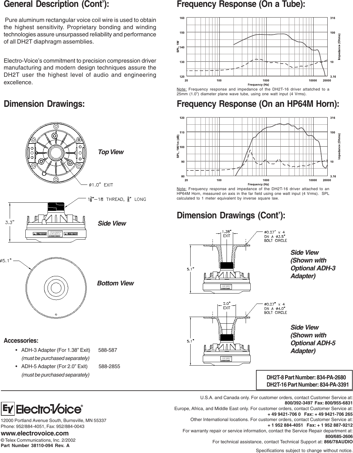 Page 2 of 2 - Electro-Voice Electro-Voice-Dh2T-16-Users-Manual- FRi+122_4pg Electro-voice-dh2t-16-users-manual