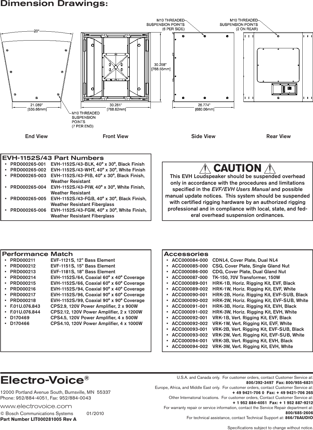 Page 4 of 4 - Electro-Voice Electro-Voice-Evh-1152S-43-Users-Manual-  Electro-voice-evh-1152s-43-users-manual