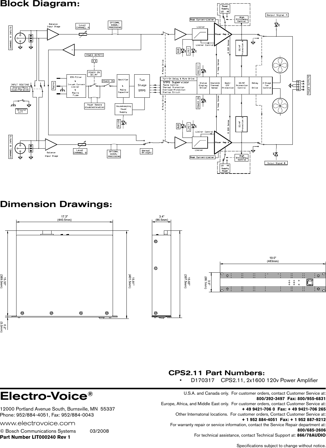 Page 2 of 2 - Electro-Voice Electro-Voice-High-Efficientlightweight-Two-Channel-Power-Amplifier-Cps2-11-Users-Manual-  Electro-voice-high-efficientlightweight-two-channel-power-amplifier-cps2-11-users-manual