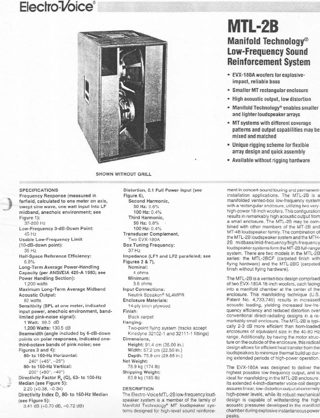 Page 1 of 5 - Electro-Voice Electro-Voice-Mtl-2B-Users-Manual- MTL-2B EDS  Electro-voice-mtl-2b-users-manual