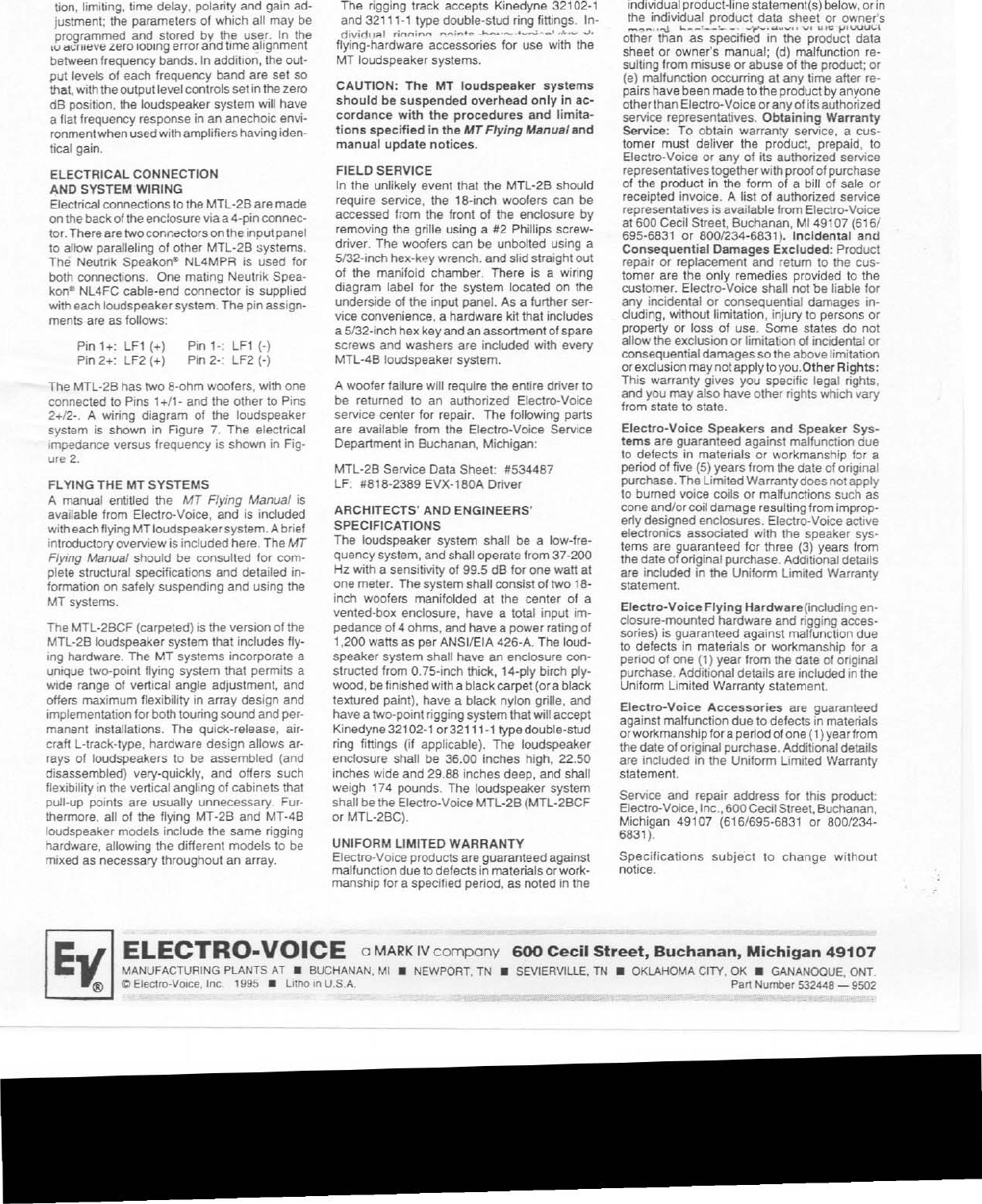 Page 5 of 5 - Electro-Voice Electro-Voice-Mtl-2B-Users-Manual- MTL-2B EDS  Electro-voice-mtl-2b-users-manual