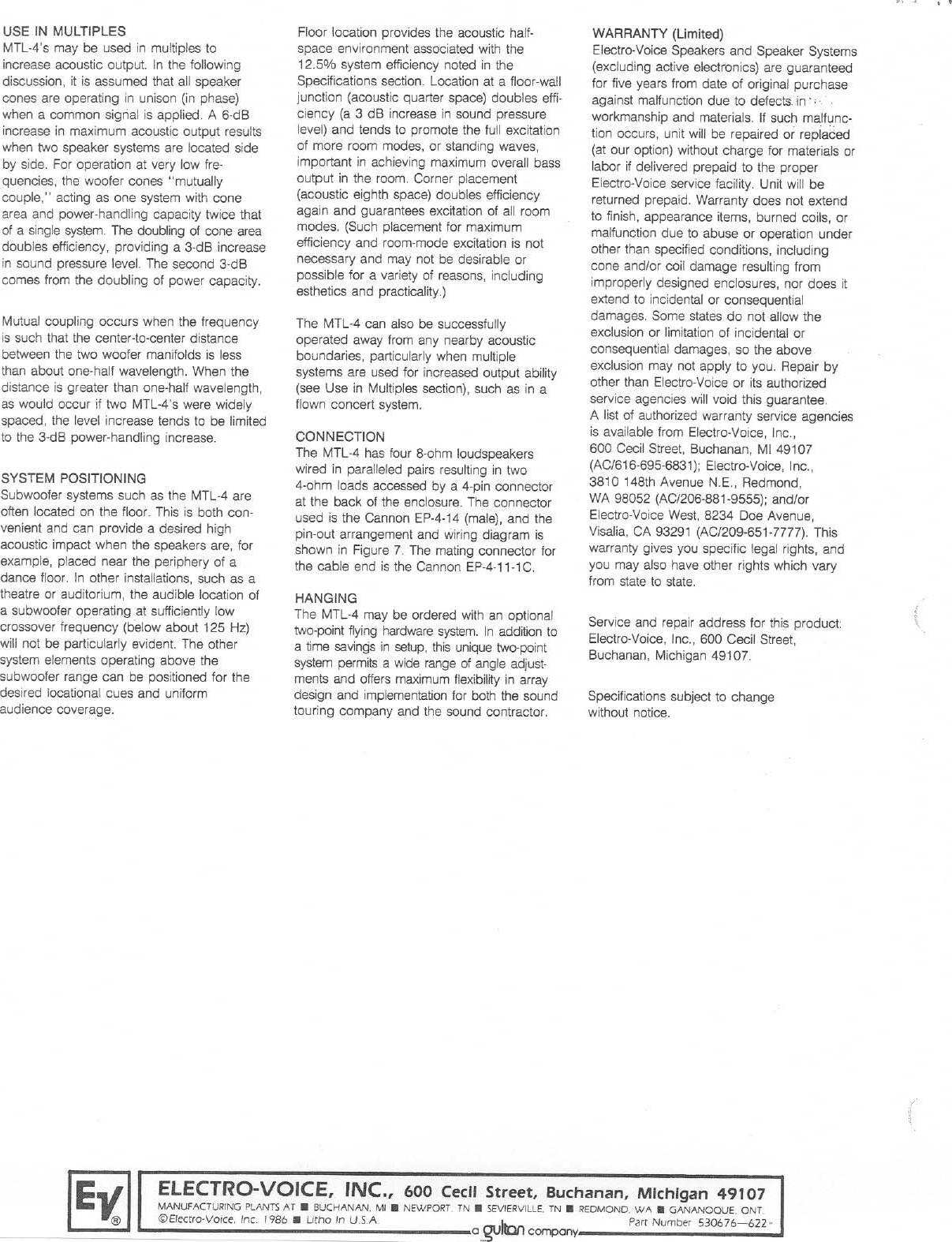 Page 4 of 5 - Electro-Voice Electro-Voice-Mtl-4-Users-Manual- MTL-4 EDS Electro-voice-mtl-4-users-manual