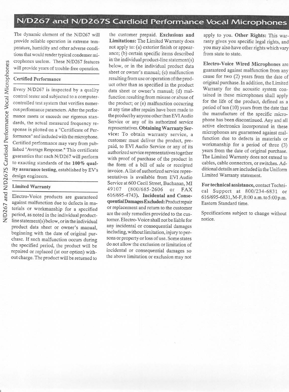 Page 2 of 4 - Electro-Voice Electro-Voice-N-D267-Users-Manual- ND267 & ND267S EDS  Electro-voice-n-d267-users-manual