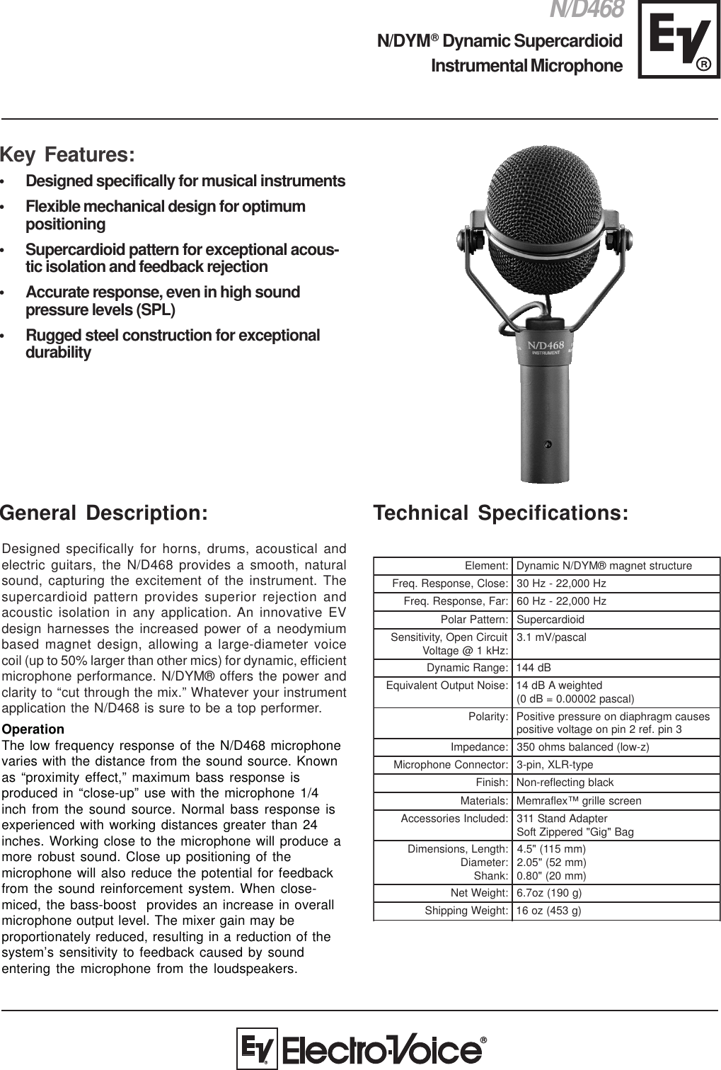 Page 1 of 2 - Electro-Voice Electro-Voice-N-D468-Users-Manual- FRi+122_4pg  Electro-voice-n-d468-users-manual