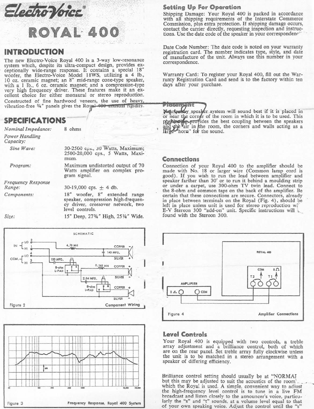 Page 2 of 4 - Electro-Voice Electro-Voice-Royal-400-Users-Manual- Royal 400 EDS  Electro-voice-royal-400-users-manual