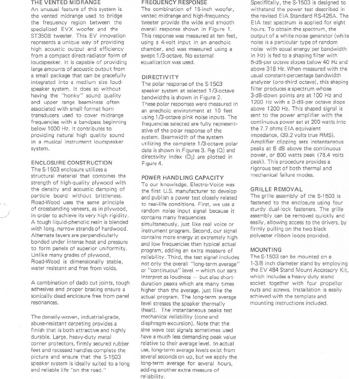 Page 2 of 6 - Electro-Voice Electro-Voice-S-1503-Users-Manual- S-1503 EDS  Electro-voice-s-1503-users-manual