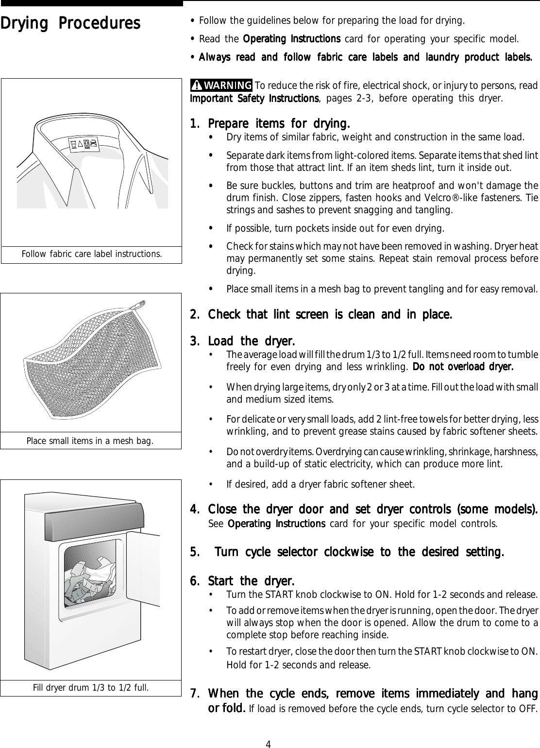 Page 4 of 10 - Electrolux-Gibson Electrolux-Gibson-Stackable-Dryer-Users-Manual- 6279e  Electrolux-gibson-stackable-dryer-users-manual