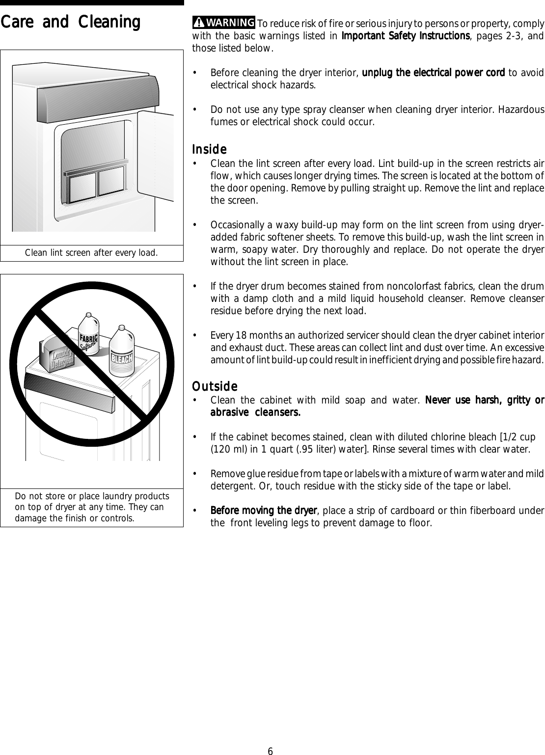 Page 6 of 10 - Electrolux-Gibson Electrolux-Gibson-Stackable-Dryer-Users-Manual- 6279e  Electrolux-gibson-stackable-dryer-users-manual