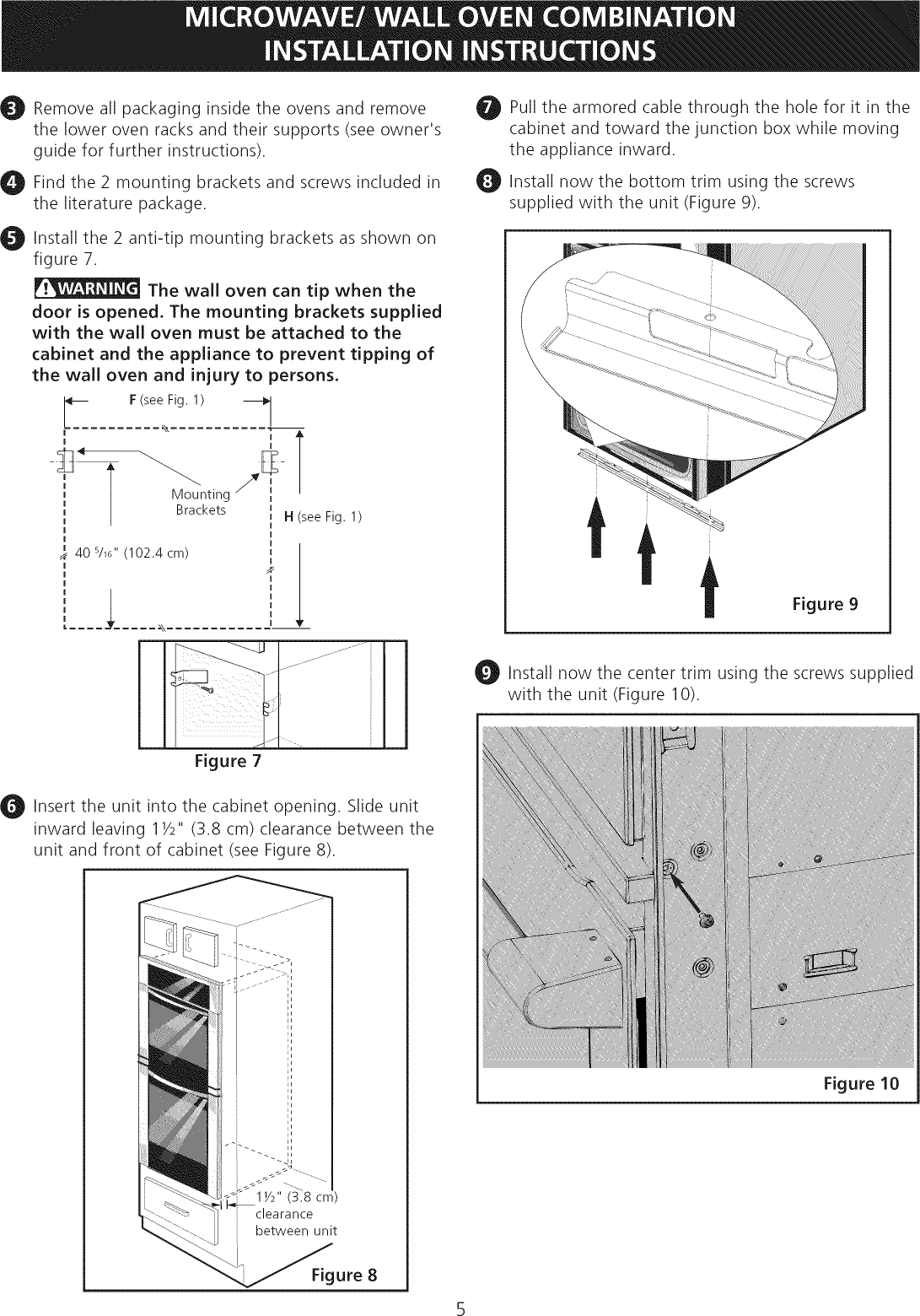 Page 5 of 8 - Electrolux E30MC75JPS3 User Manual  WALL OVEN-MICROWAVE COMBO - Manuals And Guides 1102508L