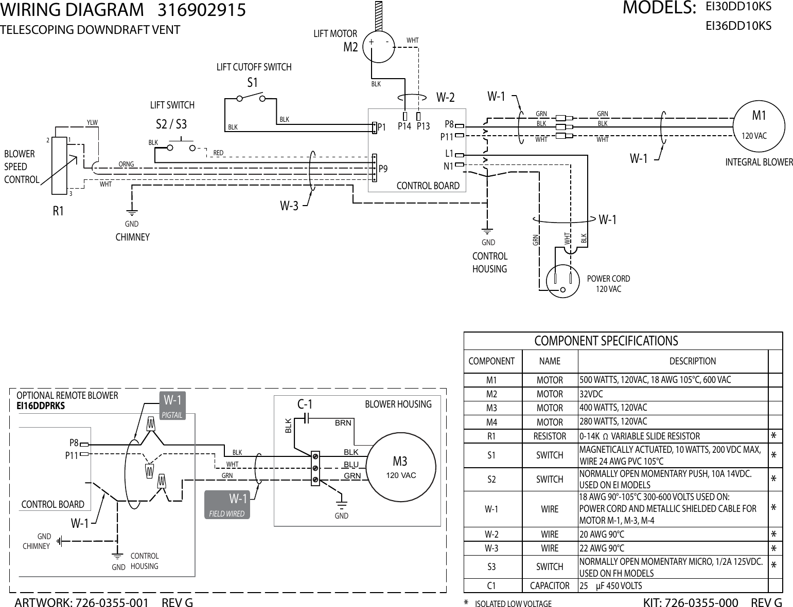 Page 1 of 1 - Electrolux Electrolux-1600-Cfm-Blower-Ei16Ddprks-Wiring-Diagram- 726-0355-001-RH  Electrolux-1600-cfm-blower-ei16ddprks-wiring-diagram