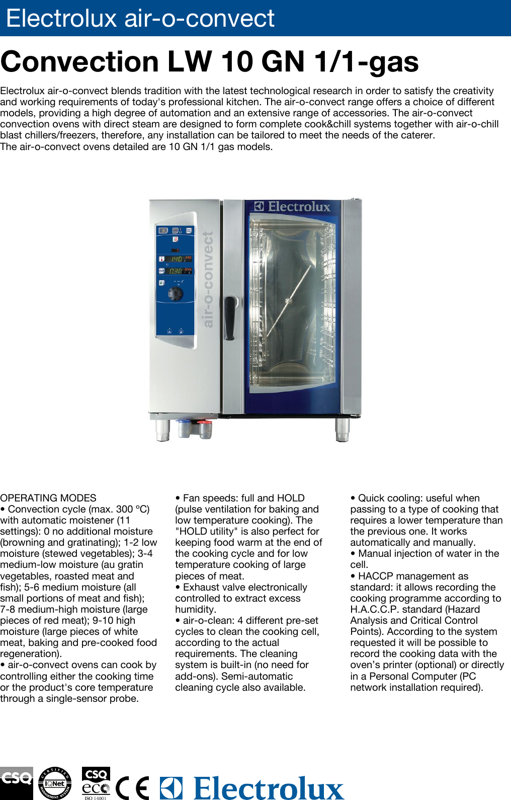 Page 1 of 4 - Electrolux Electrolux-Air-O-Convect-269502-Users-Manual- Air-o-convect  Electrolux-air-o-convect-269502-users-manual