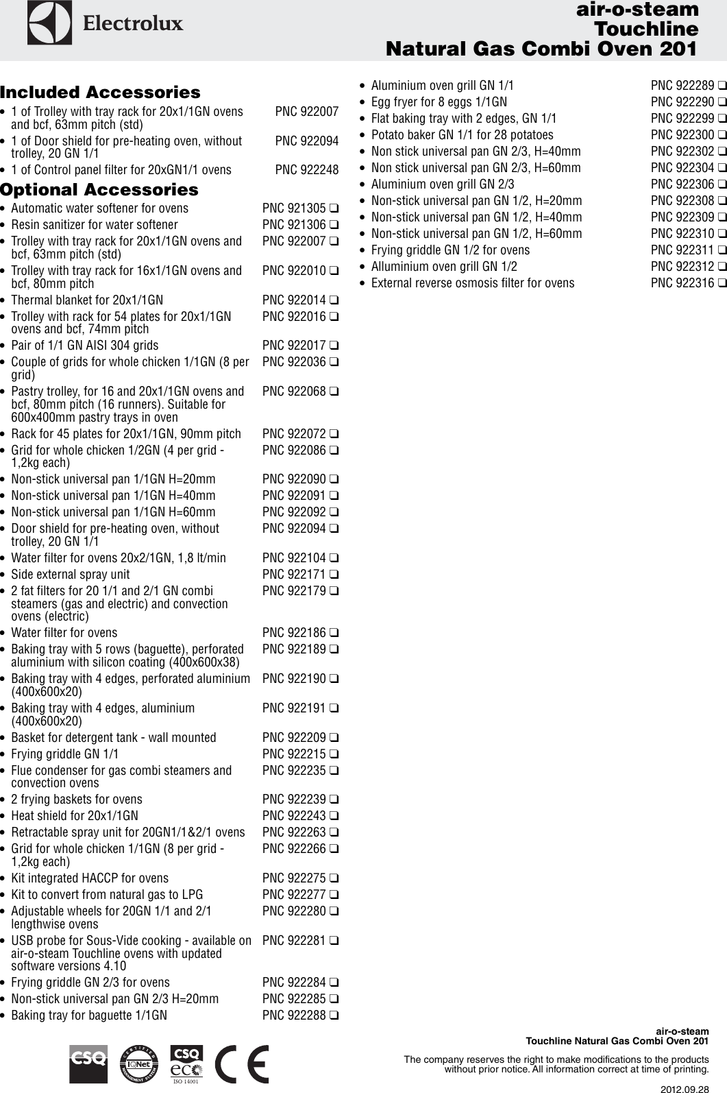 Electrolux Air O Steam Touchline 201 Users Manual