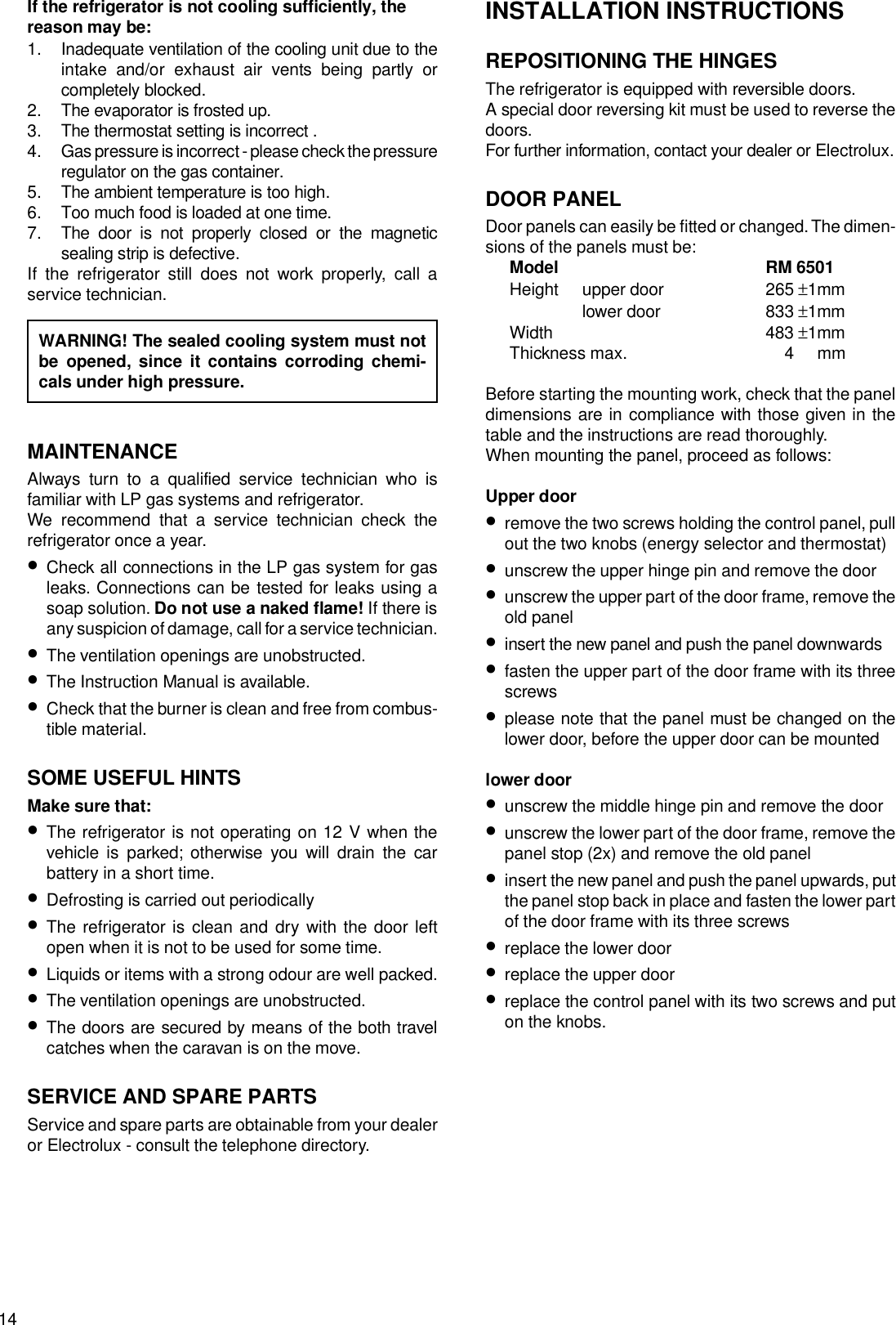 Page 6 of 10 - Electrolux Electrolux-Caravan-Rm-6501-Users-Manual-  Electrolux-caravan-rm-6501-users-manual