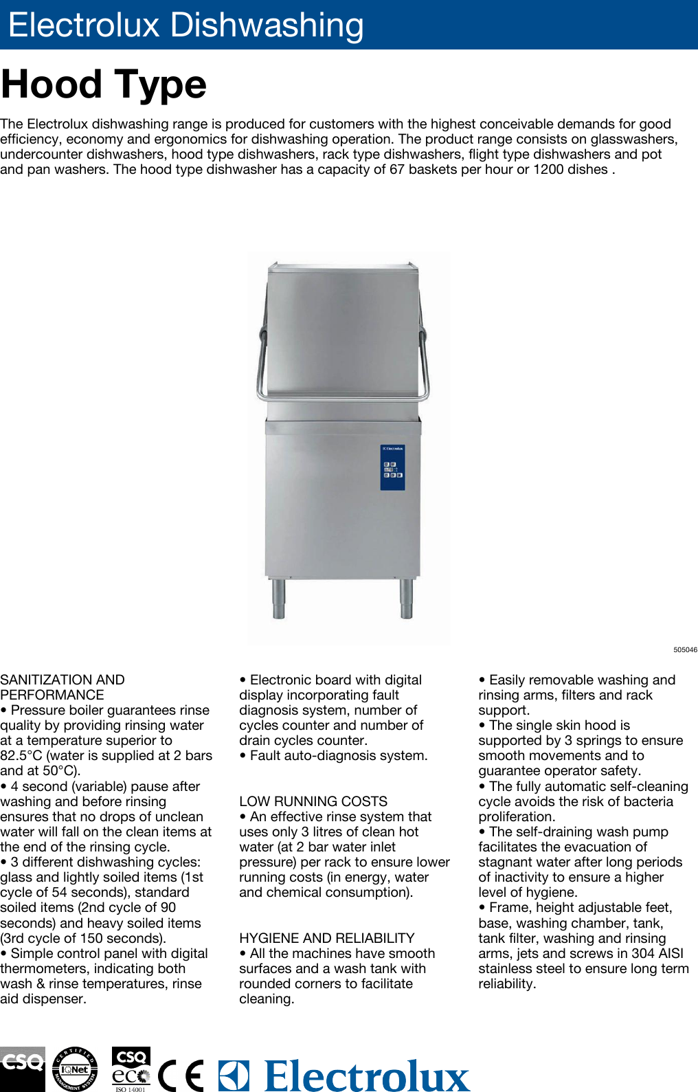 Electrolux Dishwashing 505046 Users Manual