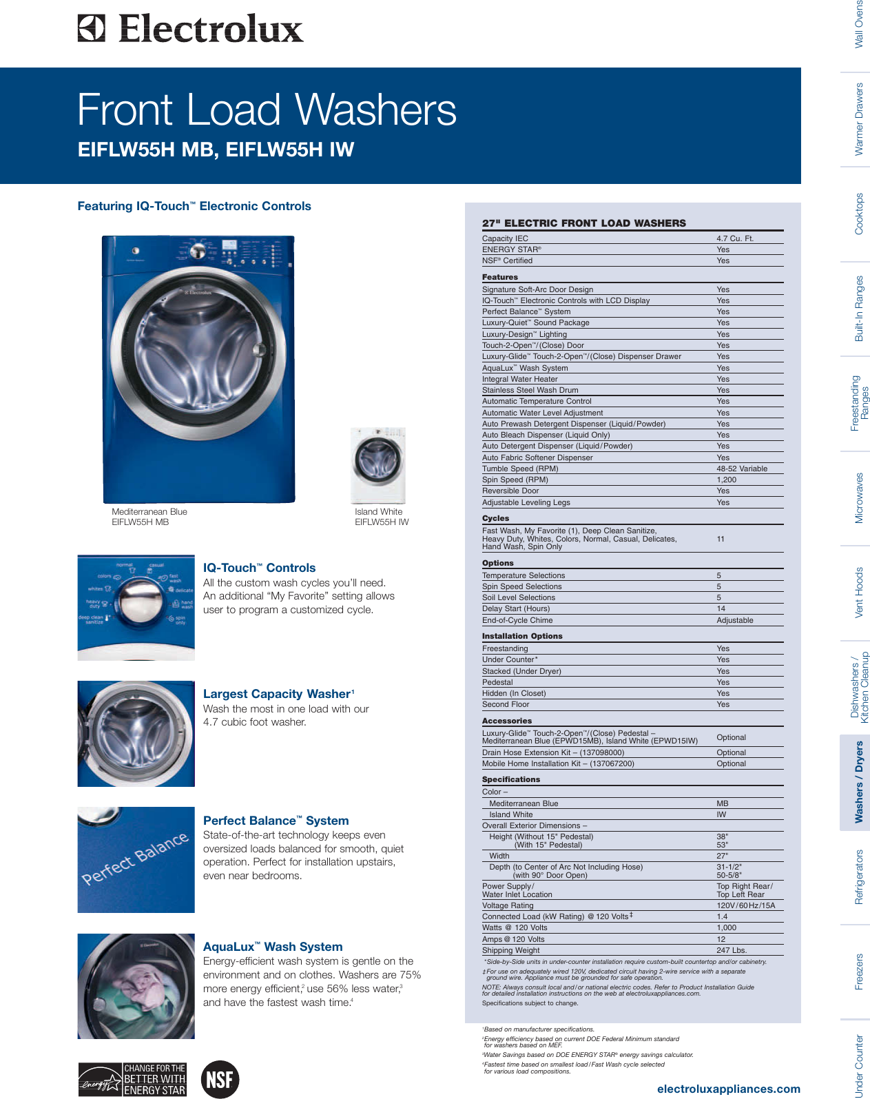 Page 1 of 2 - Electrolux Electrolux-Eiflw55Hmb-Users-Manual- IQ-Touch™ Front Load Washers - EIFLW55HMB, EIFLW55HIW  Electrolux-eiflw55hmb-users-manual