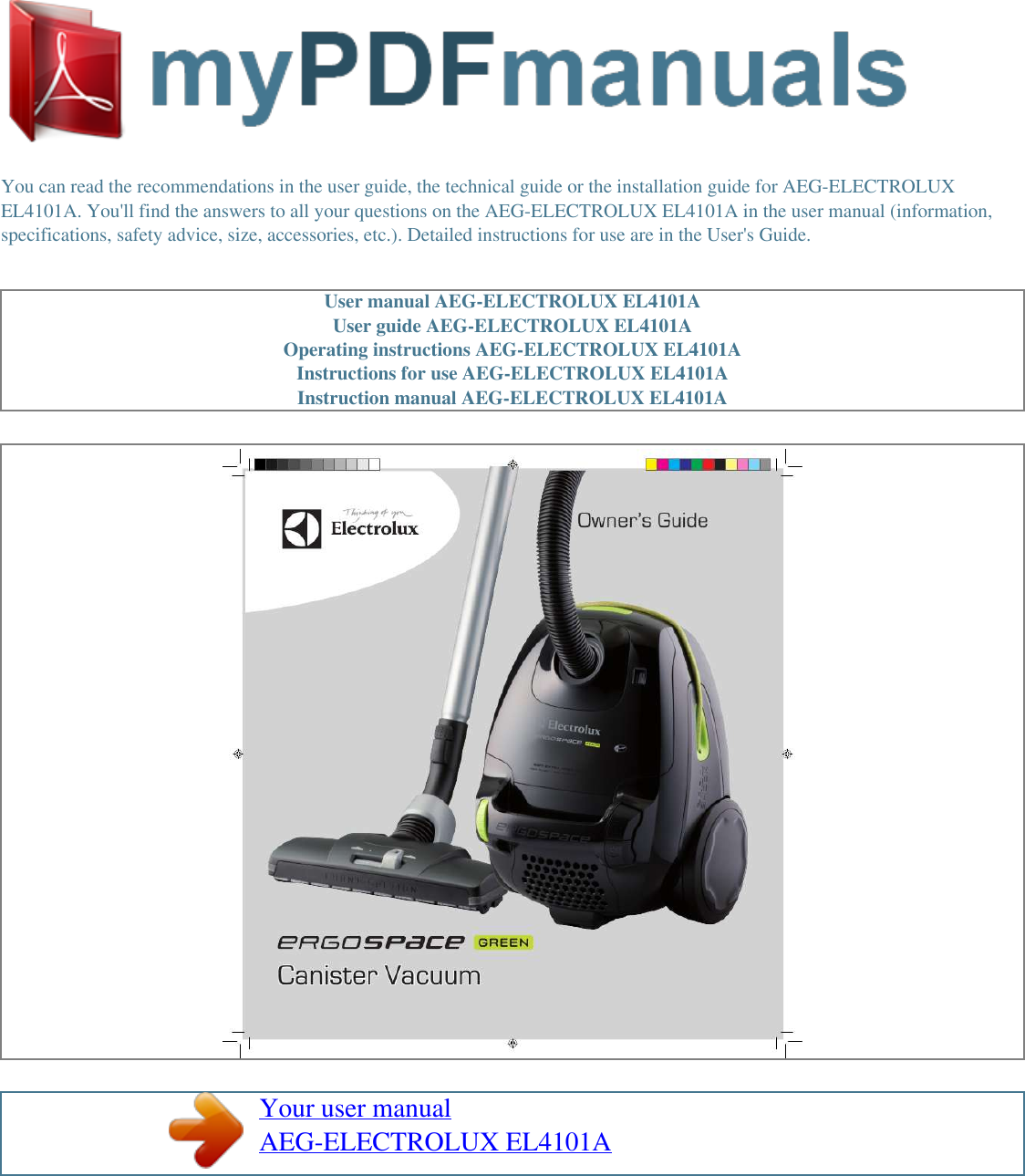 Electrolux El4101A Users Manual User AEG