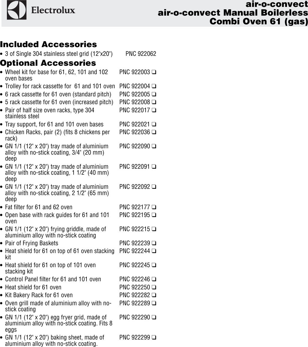 Page 2 of 3 - Electrolux Electrolux-Electrolux-Convection-Oven-269750-Users-Manual-  Electrolux-electrolux-convection-oven-269750-users-manual