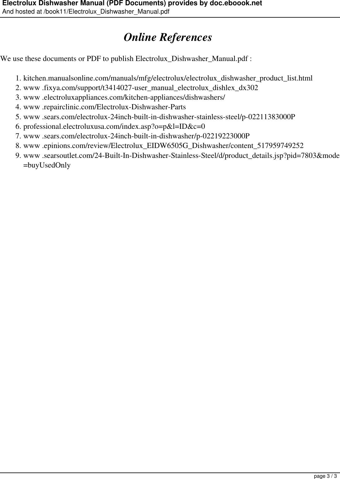 Page 3 of 3 - Electrolux Electrolux-Electrolux-Dishwasher-Dx302-Users-Manual- Dishwasher Manual  Electrolux-electrolux-dishwasher-dx302-users-manual